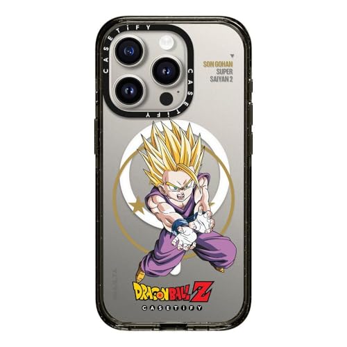 CASETiFY �C���p�N�g iPhone 15 Pro �P�[�X [MagSafe�Ή�/���^ �y��/�ϏՌ�/Dragon Ball Z Co-lab] - �N���A �u���b�N - SUPER SAIYAN GOHAN Case