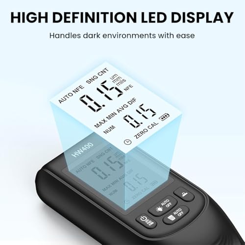 Image of STHIRADigital Car Paint Thickness Gauge for Fe & NFe Coating, Automotive Coating Thickness Meter Gauge 0~2000um Range, Auto Paint Meter, Paint Mil Thickness Meter, LCD Backlight, Battery Not Included