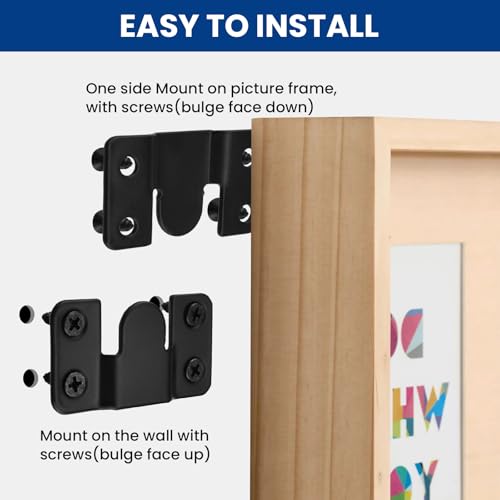 Image of 10Pcs Flush Mount Bracket, Stainless Steel Heavy Duty Interlock Hanging Photo Frame Bracket, Hardware for Headboard Wall Mounting Picture Hanging Sectional Couch Connecting Black