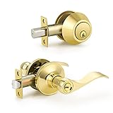 Keyed Alike Entry Door Lever with Lock and Deadbolt Combination Set, Front Door Entry Lever Lockset...