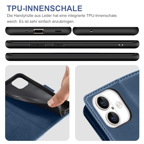 Étui de protection à rabat en cuir bleu avec protège-écran Giyer pour smartphone - 6