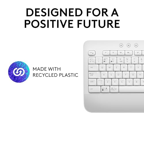 Image of Logitech Signature K650 Comfort Full-Size Wireless Keyboard with Wrist Rest, BLE Bluetooth or Logi Bolt USB Receiver, Deep-Cushioned Keys, Numpad, Compatible with Most OSPCWindowMac - Off White.
