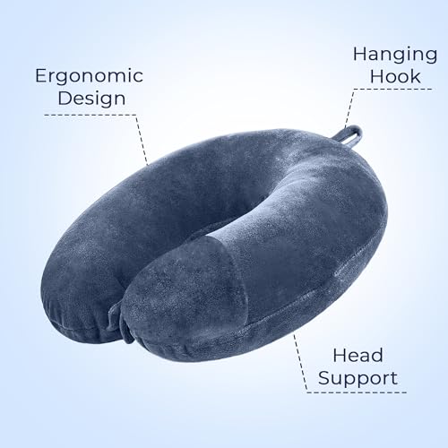 Image of U-Shaped Neck Pillow Soft Fiber Filled Travel Cushion with Snap Button, Comfortable Fabric, Neck Support for Flight, Bus, Car, Neck Pillow for Pain Relief (Grey Combo)