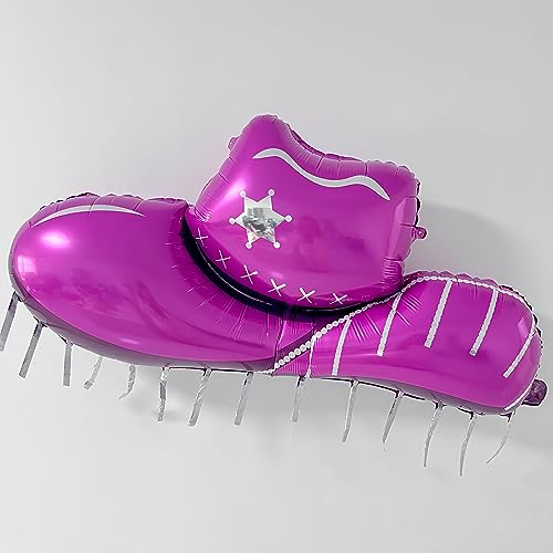 Image of 4Pcs Pink Cowgirl Boot+Hat Foil Balloon /First Rodeo Birthday Decorations Girl /Western Cow Party Decorations /Boots on the Ground Decor /Last Rodeo Party /Disco Girly Pink Western Cowgirl Party