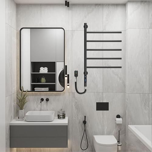 Chauffe-serviettes pivotant électrique mural avec minuterie LCD intégrée - 7