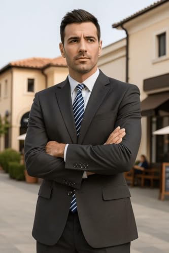 Men's Classic 2 Button Gray Blazer Suit Jacket3