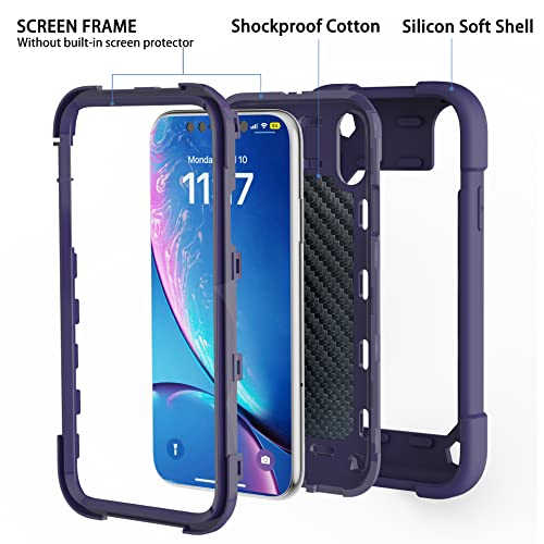 Image of MARKILL Compatible with iPhone with Built-in 360Rotating Ring Stand, Military Grade Drop Protection Full Body Rugged Heavy Duty Case Durable Cover (Deep Purple, iPhone XR 6.1 inch)