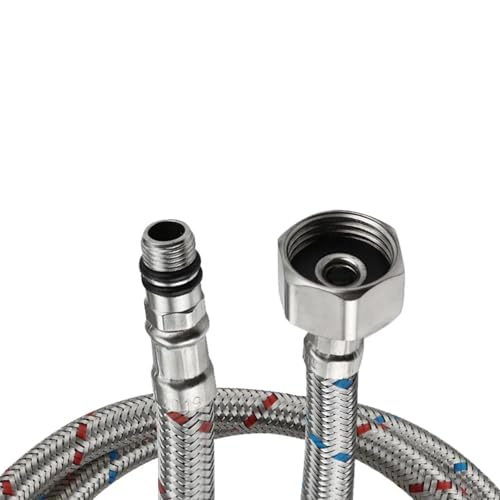 Aiyraa 2 Stück 80cm Panzerschlauch 3/8 Zoll, Anschlussschlauch Armatur G3/8 x M10, Wasseranschluss Verlängerung, Flexschlauch Armatur, Wasserschlauch Flexibler Schlauch für Mischbatterie Küche Bad