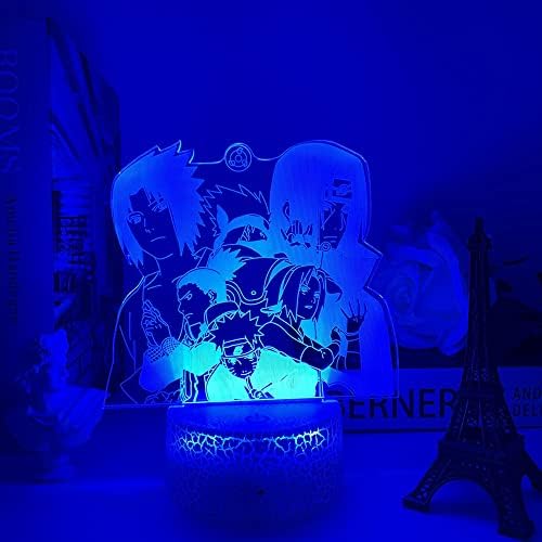 YPLonon LED Night Light Decor Japan Naruto 3D Illusion Bedside Lamps with Touch & Remote Control for Kids Anime Fans Birthday Thanksgiving Christmas Gift - 16 Changing Colors (5 Characters)