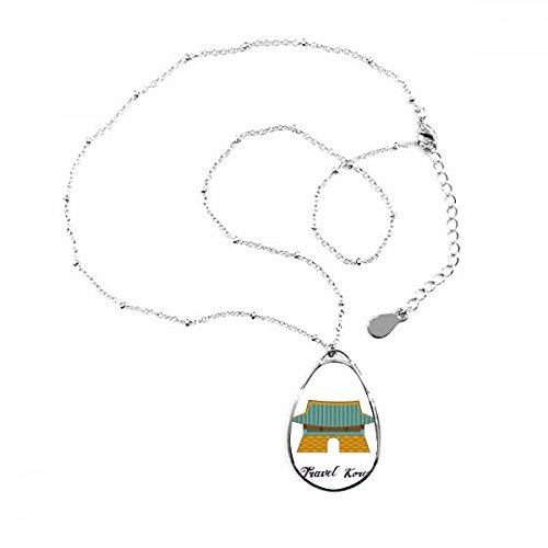 Collier chaîne Corée du Sud Gwanghwamun avec pendentif goutte d'eau rétro pour homme
