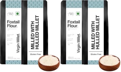 Image of TWF Foxtail Flour | 1kg | Stone Ground | Not Pulverized | Kakum /Kangni Atta | Naturally Gluten-Free | Virgin - Nutrient Rich (Pack of 2)