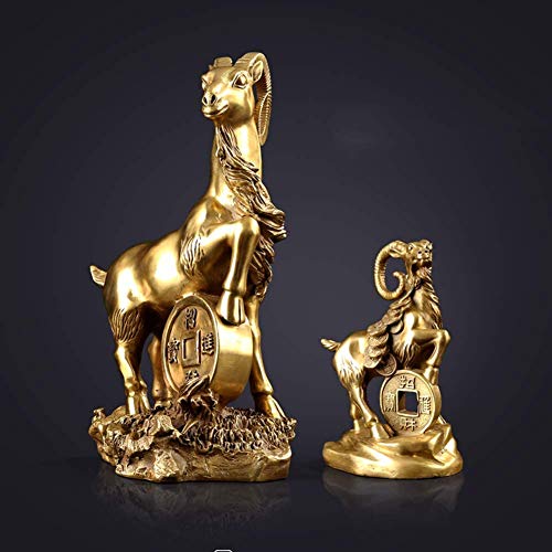 Amazon.co.jp: 純粋な銅の羊の像、ラッキーデコレーション、書斎の