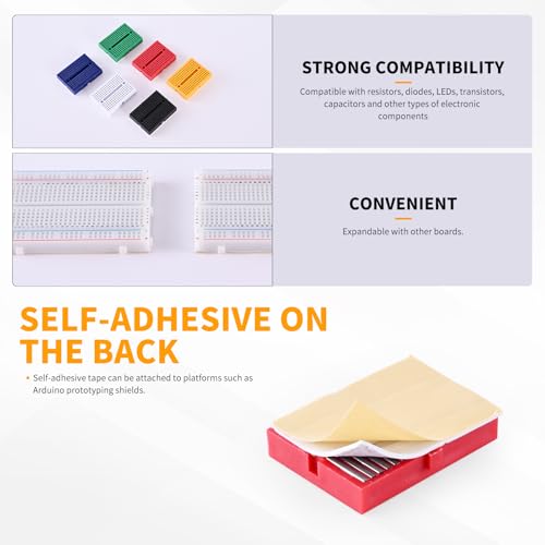 9 PCS Breadboard Kit Include 1PCS 830 Point and 2PCS 400 Point Solderless Breadboards and 6 PCS 170 Points Mini Breadboards for Proto Shield Distribution Connecting Blocks