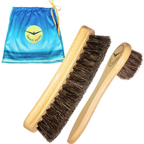 Sand Remover Brush for Beach, 2-Pack Sand Off Brush for Feet & Gear, Beach Accessories, Travel Size Sand Cleaner, Ocean & Lake Essentials, Surf & Volleyball Gear