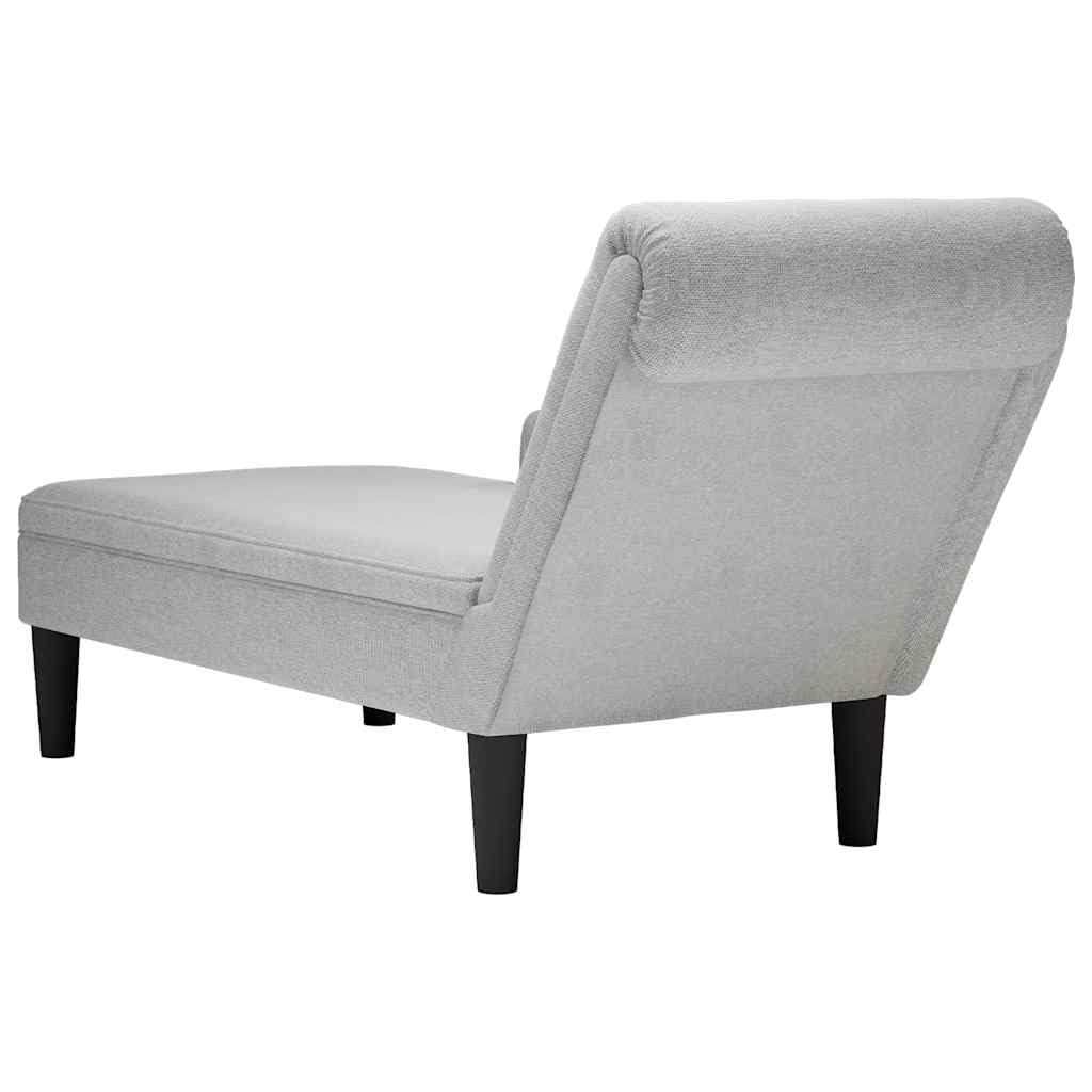 Chaise longue con cuscino e bracciolo destro, tessuto grigio