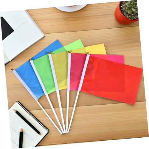 Drapeaux à main légers en polyester 20x28 cm avec bâtonnets, lot multicolore robuste