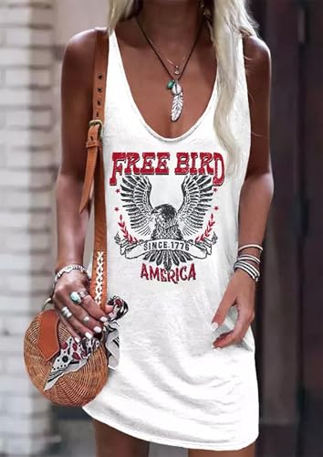 Image of Yuaelria Sundresses Ladies Tropical Vacation Maxi Dress Casual Loose for Women Summer Beach Printed Tank Dress