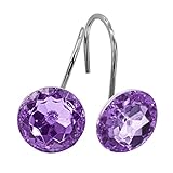 MitoVilla Purple Shower Curtain Hooks Rings, Durable Metal Shower Hooks for Shower Curtain Liner, Purple Rust Proof Shower Rings for Curtain Accessories and Bathroom Shower Rod, 12 Pack Bathroom Set