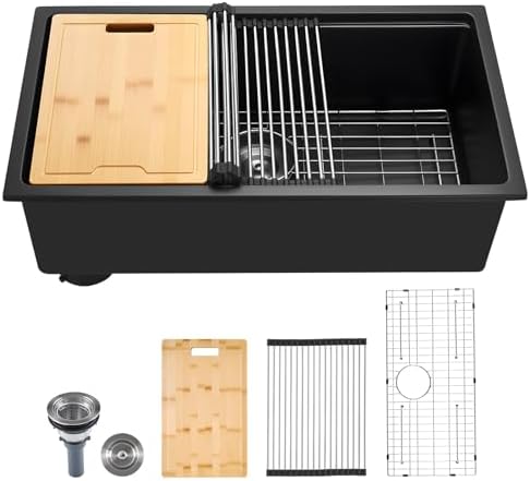 VEVOR 33 inch Kitchen Sink Workstation, Top Mount Granite Sinks, ...