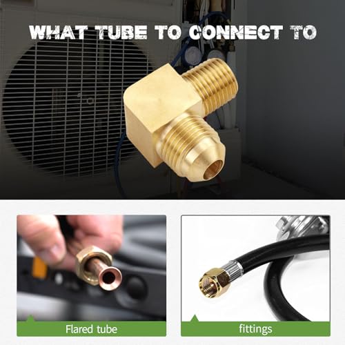 Litorange 2 PCS Heavy Duty Metals Brass Tube Fitting 90 Degree Elbow Adapter 3/8" Flare x 3/8" Male NPT Pipe