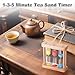 Tea 1-3-5 Minute Sand Timer Hourglass, Small Wooden Frame Blue Sand Clock, Red Colorful Sand Watch, Yellow Reloj De Arena, Unique Hour Glass Sandglass for Kids, Classroom, Home, Desk Decoration