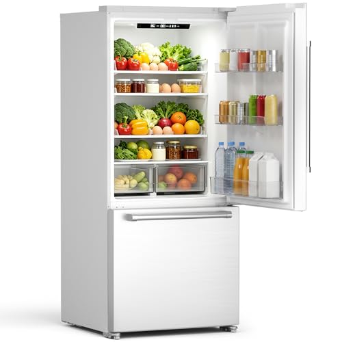 Image of Electactic 18 Cu. Ft. French Refrigerator, 2-Door French Door Refrigerator with Built-in Ice Maker, Digital Temperature Control with Bottom Mount Freezer Drawer for Kitchen Commercial-Stainless-Steel