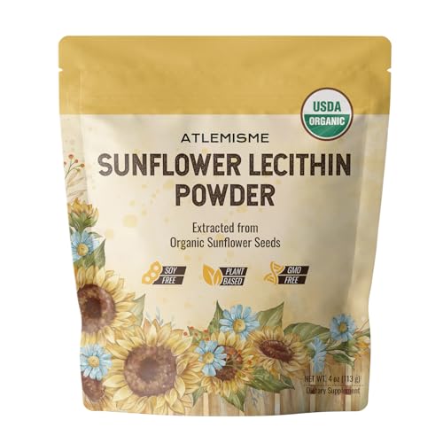 ATLEMISME Organic Sunflower Lecithin Powder, 4 Ounce