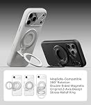 Aulumu G09 Magnetic Ring Grip | Omnidirectional Rotation | MagSafe Compatible | Aluminium Alloy Construction | Stable Dual-Sided Magnetic Attachment | Includes Handle Ring Phone Stand- Silver
