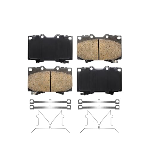 Image of Detroit Axle - Brake Pads for 1998-2007 Lexus LX470 Toyota Land Cruiser, Front and Rear Ceramic Brake Pads w /Hardware 1999 2000 2001 2002 2003 2004 2005 2006 Replacement
