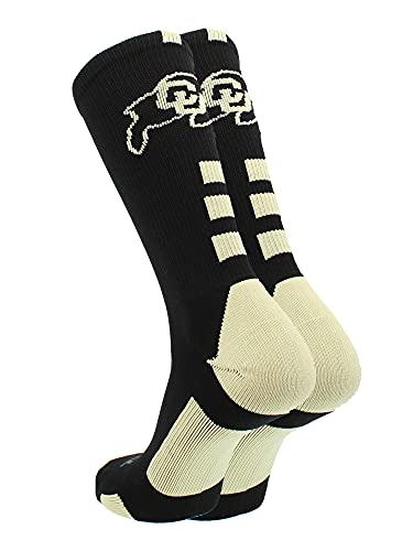 Tck Ncaa Colorado Buffs Baseline Crew Socks (Black/Vegas Gold, Large) #TOP1