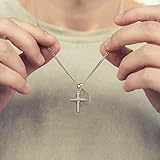  Made by Nami Herren Halskette mit 2 Anhängern - 60 cm Herren Silber-Kette Edel-Stahl - Coole Kreuz-Kette - Handmade Glieder-Kette - Männer-Kette - Geschenk Geburtstag für Ihn (Silber Kreuz Kompass)