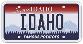 Squiddy Idaho State License Plate Style - Vinyl Sticker Decal for Phone, Laptop, Water Bottle (3.5" Wide)