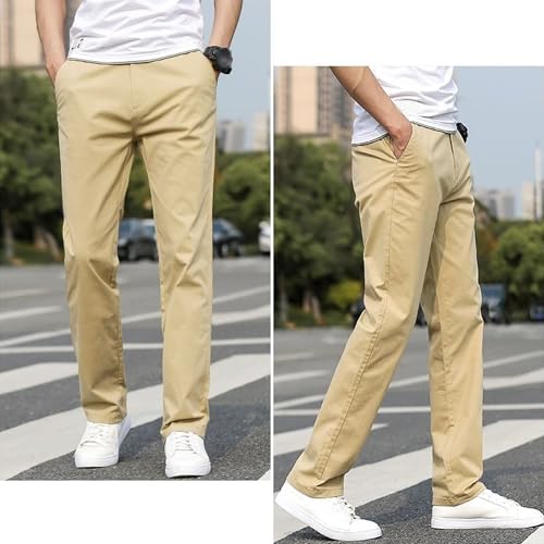 Men Straight Loose Business Fashion Trousers Classic Solid Casual Work Pant Fall Stretch Simple Outdoor Long Pants4