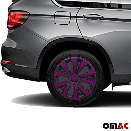 Omac Wheel Rim Cover Hubcaps For 15 Inch, Oem Style Hub Caps, 4 Pieces Set, Matt Black With Violet #TOP7