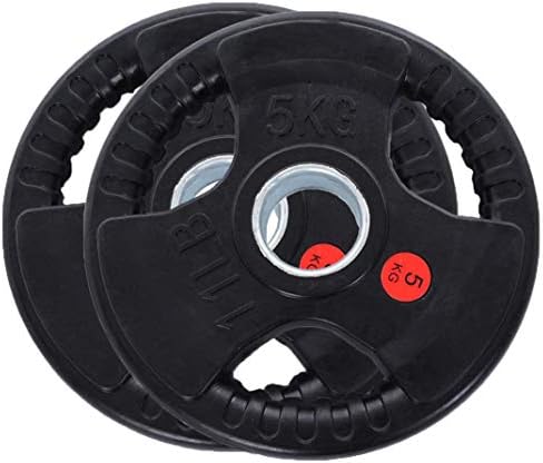 QAZQ Solid Cast Iron Olympic Standard 2” Grip Plate Weights Plates for Barbell, Home Gym Fitness Exercise Weightlifting Crossfit Strength Training Bodybuilding, Weight Plate Sets (A Pair 5KG/11LB)