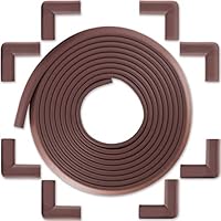 Bebe Earth 6M Baby Proofing Edge and Corner Guard Protector Set, 20 Feet Edges & 8 Corner Guards, Furniture and Tables Child Baby Proof Bumpers, Pre-Taped Corner Cushions – Coffee Brown
