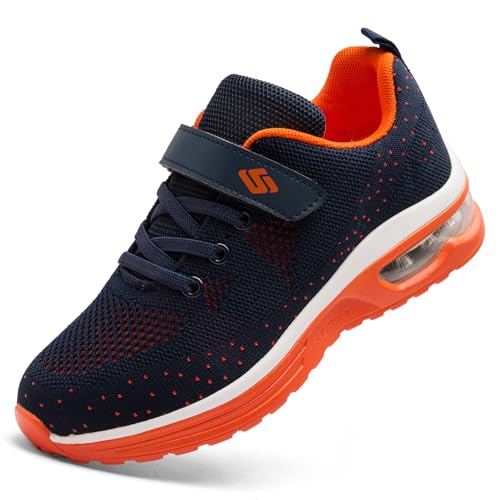 Unitysow - Unitysow Kids Sneakers Boys Girls Athletic Running Shoes Lightweight Breathable Walking Sports Tennis Shoes,Orange,6 Big Kid