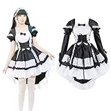 Volrath Anime Detachable Sleeves Maid Outfit Cosplay Costume Sweet Gothic Princess Dress For Women Girls (S/M, Black Lolita Dress)