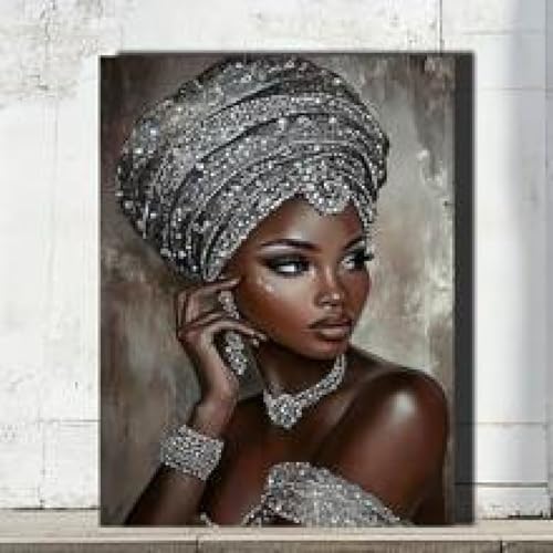 Toile femme africaine 30x45 cm avec cadre interne pour decoration salon