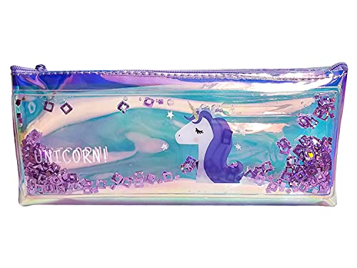 Goel HANDICRAFTSUnicorn Multipurpose Holographic Pencil Pouch/Case with Filled Sequin Water (Pack of 1) Goel HANDICRAFTSUnicorn Multipurpose Holographic Pencil Pouch/Case with Filled Sequin Water (Pack of 1)