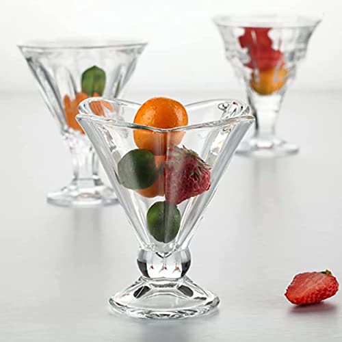 Image of MARTVIA 300ML Ice Cream Glasses Cups Dishes for Desserts, Milkshake,Fruit and Pudding Glass Serving Bowls, Perfect for Home, Restaurants and Parties Dishwasher Safe (Lotus Cups, Set of 2)
