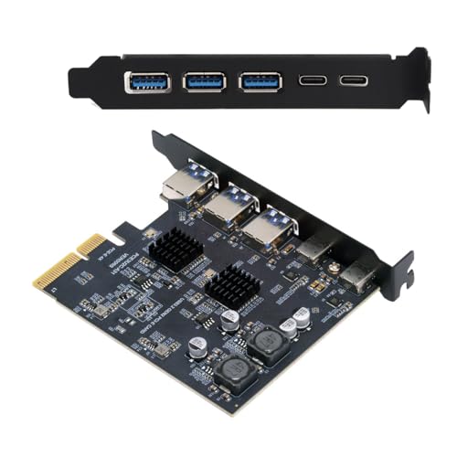 CY Card Three Type-A USB3.0 Back Panel Socket & Dual USB3.1 Type-C USB-C to PCI-E Express Card Adapter ASM3142 VL822