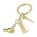 Schl&uuml;sselanh&auml;nger Friseur Hairstylist - Keyring mit Kamm, Schere und F&ouml;n, Geschenkidee, Goldfarben