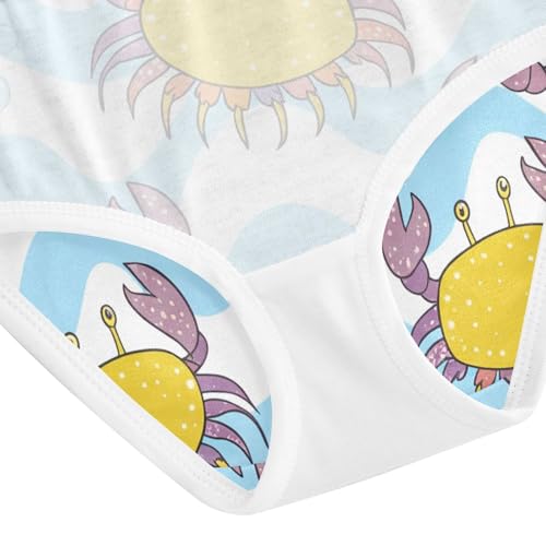 Cartoon Yellow Crabs Pastel Girls Underwear Toddler 2t Cotton Little Girl Panties Pattern Briefs Undies Kids 5