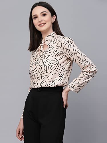 Image of Style Quotient Women Smart Printed top with Neck Tie-up Full Sleeve Shirt
