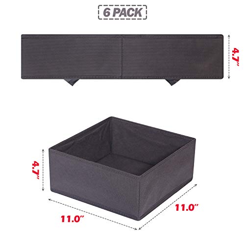 Diommell 6 Pack Foldable Cloth Storage Box Closet Dresser Drawer Organizer Divider Fabric Baskets Bins Containers For Clothes Underwear Bras Socks Lingerie Clothing, Dark Grey 600 #TOP1
