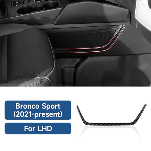 Image of Car Carbon Fiber Gear Shift Panel Side Storage Net Frame Cover Trim Decals Accessories for Ford Bronco Sport 2021 2022 2023 2024 Interior Sticker