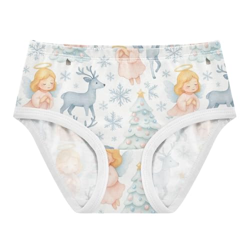 Joisal Cute Watercolor Christmas Angels Panties for Girl Toddlers Underwear Floral Cotton Durable Briefs Undies Kids 2t
