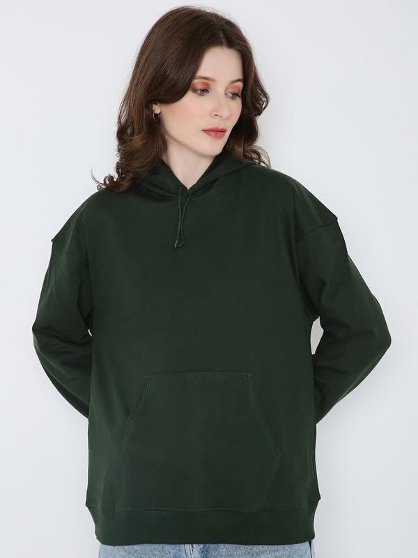 Image of BE SAVAGE Women's Solid Full Sleeves Cotton Hoodie