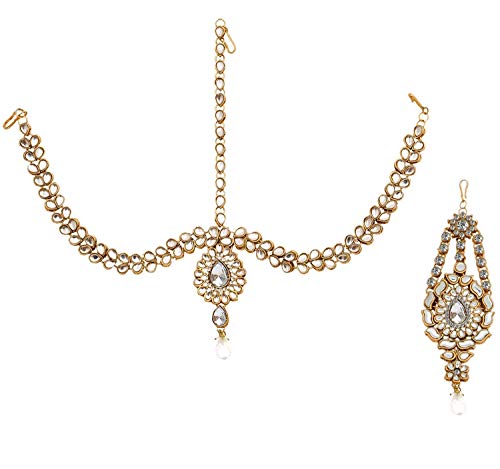 Image of Lucky Jewellery Designer Gold Plated Dulhan Bridal Jewelry Set 8 Pcs. for Girls & Women (3600-WZK-PARENT)